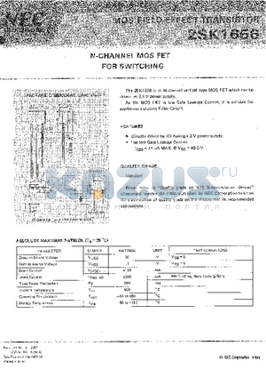 2SK1656 datasheet - N-CHANNEL MOS FET FOR SWITCHING