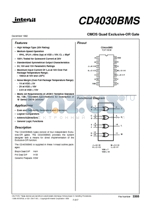 CD4030 datasheet - CMOS Quad Exclusive-OR Gate