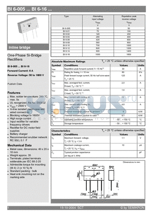 BI6-005 datasheet - One-Phase Si-Bridge Rectifiers