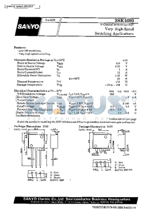 2SK1690 datasheet - Very High-Speed Switching Applications