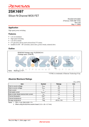 2SK1697 datasheet - Silicon N-Channel MOS FET