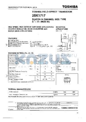 2SK1717 datasheet - TOSHIBA FIELD EFFECT TRANSISTOR SILICON N CHANNEL MOS TYPE