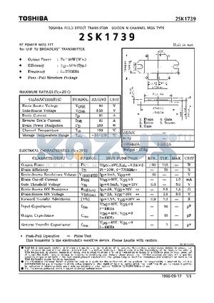 2SK1739 datasheet - N CHANNEL MOS TYPE (RF POWER MOS FET for UHF TV BROADCAST TRANSMITTER)