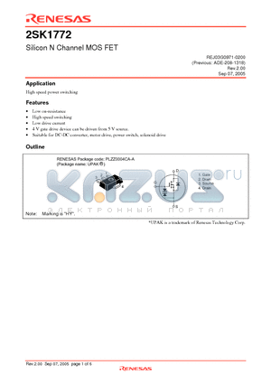 2SK1772 datasheet - Silicon N Channel MOS FET