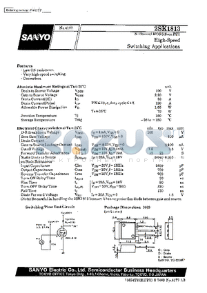 2SK1813 datasheet - High-Speed Switching Applications