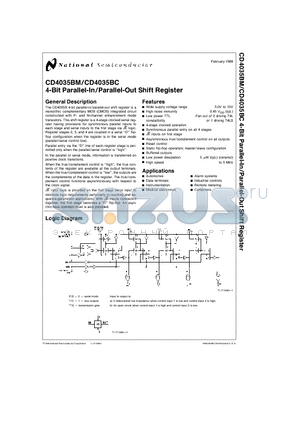 CD4035BC datasheet - 4-Bit Parallel-In/Parallel-Out Shift Register