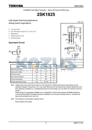 2SK1825_07 datasheet - N CHANNEL MOS TYPE (HIGH SPEED SWITCHING, ANALOG SWITCH APPLICATIONS)