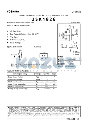 2SK1826 datasheet - N CHANNEL MOS TYPE (HIGH SPEED SWITCHING, ANALOG SWITCH APPLICATIONS)