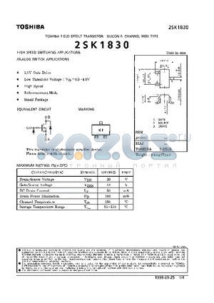 2SK1830 datasheet - N CHANNEL MS TYPE (HIGH SPEED SWITCHING,  ANALOG SWITCH APPLICATIONS)
