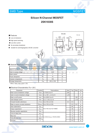 2SK1838S datasheet - Silicon N-Channel MOSFET