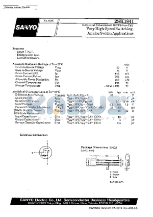 2SK1841 datasheet - Very High-Speed Switching, Analog Switch Applications