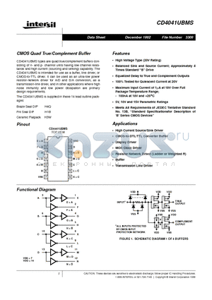 CD4041BMS datasheet - CMOS Quad True/Complement Buffer