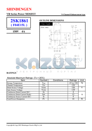 2SK1861 datasheet - VR Series Power MOSFET