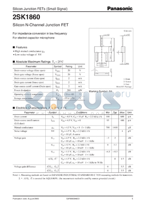 2SK1860 datasheet - Silicon N-Channel Junction FET
