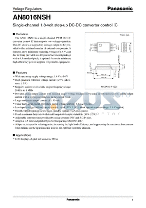 AN8016NSH datasheet - Single-channel 1.8-volt step-up DC-DC converter control IC