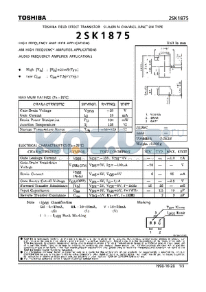 2SK1875 datasheet - N CHANNEL JUNCTION TYPE (HIGH, AM HIGH, AUDIO FREQUENCY AMPLIFIER APPLICATIONS)