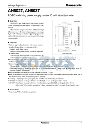 AN8027 datasheet - AC-DC switching power supply control IC with standby mode