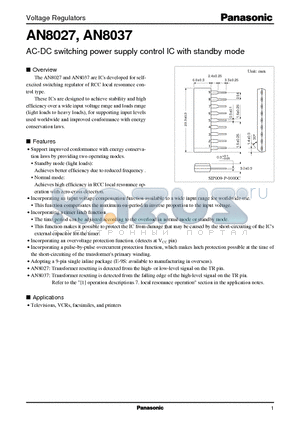 AN8037 datasheet - AC-DC switching power supply control IC with standby mode