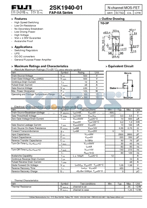 2SK1940-01 datasheet - N-channel MOS-FET