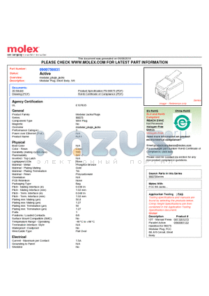 0900750031 datasheet - Modular Plug, Short Body, 6/6