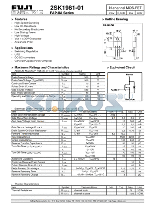 2SK1981-01 datasheet - N-channel MOS-FET