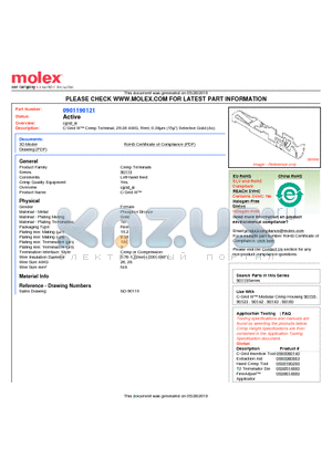 0901190121 datasheet - C-Grid III Crimp Terminal, 26-28 AWG, Reel, 0.38lm (15l) Selective Gold (Au)