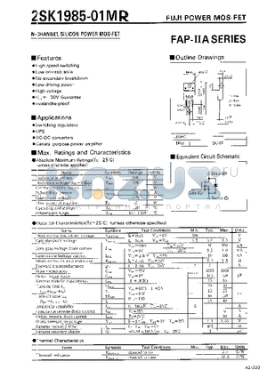2SK1985-01MR datasheet - N-CHANNEL SILICON POWER MOSFET