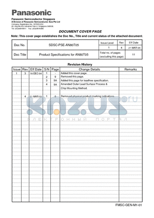 AN80T05 datasheet - Panasonic Semiconductor Singapore A Division of Panasonic Semiconductor Asia Pte Ltd