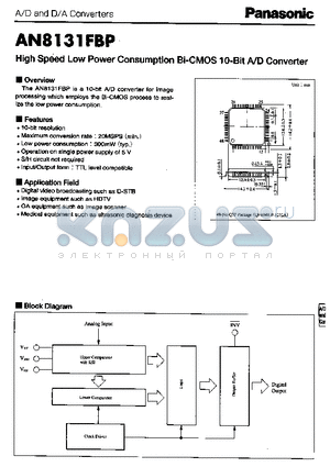 AN8131FBP datasheet - High Speed Low Power consumption Bi-CMOS 10-bit A/D Converter