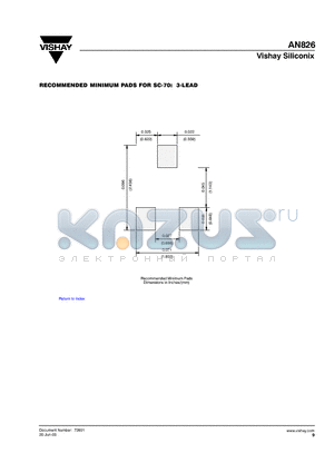 AN826 datasheet - RECOMMENDED MINIMUM PADS FOR SC-70: 3-LEAD