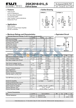 2SK2018-01L datasheet - N-channel MOS-FET