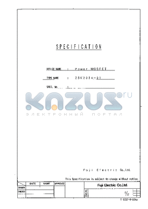 2SK2024-01 datasheet - Power MOSFET