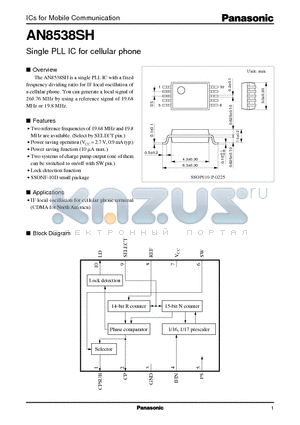 AN8538 datasheet - Single PLL IC for cellular phone