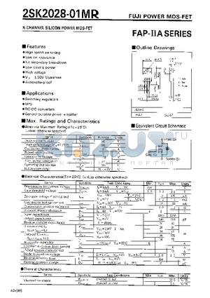 2SK2028-01MR datasheet - N-CHANNEL SILICON POWER MOSFET