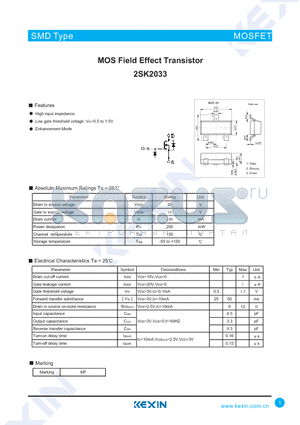 2SK2033 datasheet - MOS Field Effect Transistor