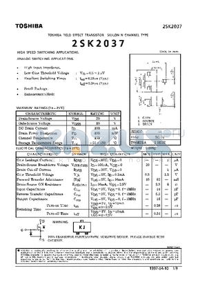 2SK2037 datasheet - TOSHIBA FIELD EFFECT TRANSISTOR SILICON CHANNEL TYPE
