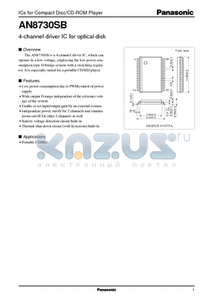 AN8730SB datasheet - 4-channel driver IC for optical disk