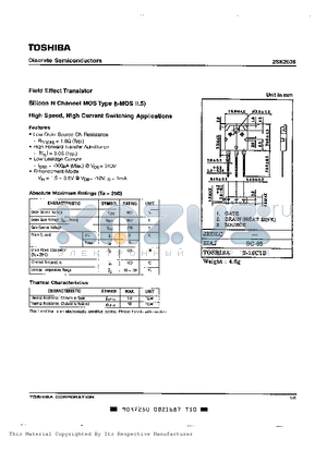 2SK2038 datasheet - N CHANNEL MOS TYPE (HIGH SPEED, HIGH CURRENT SWITCHING APPLICATIONS)