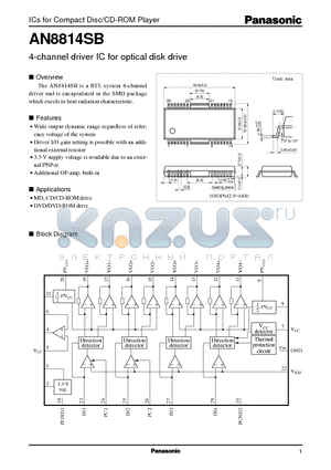 AN8814SB datasheet - 4-channel driver IC for optical disk drive