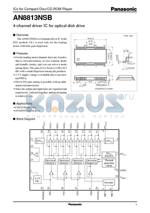 AN8813NSB datasheet - 4-channel driver IC for optical disk drive