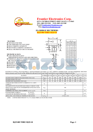 BJ25-005 datasheet - 25A BRIDGE RECTIFIERS