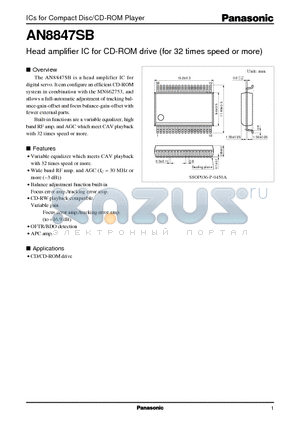 AN8847 datasheet - Head amplifier IC for CD-ROM drive for 32 times speed or more