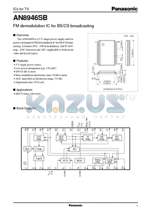 AN8946SB datasheet - FM demodulation IC for BS/CS broadcasting