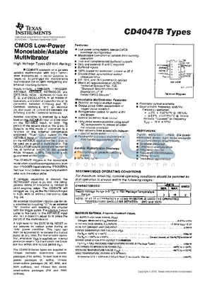 CD4047BM datasheet - CMOS LOW-POWER MONOSTABLE/ASTABLE MULTIVIBRATOR