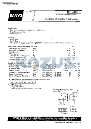 2SK2091 datasheet - Impedance Converter Applications