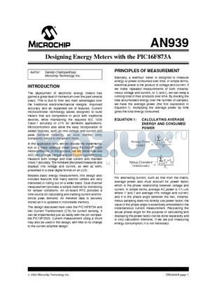 AN939 datasheet - Designing Energy Meters with the PIC16F873A