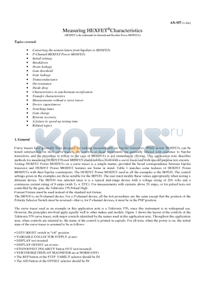 AN957 datasheet - Measuring HEXFETCharacteristics