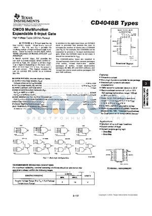 CD4048BPW datasheet - CMOS Multifunction Expandable 8-Input Gate