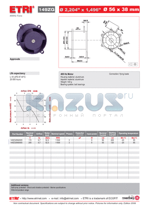 149ZG0562005 datasheet - 400Hz Fans