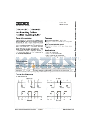 CD4049UBCM datasheet - Hex Inverting Buffer Hex Non-Inverting Buffer